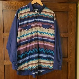 Roughrider Circle T Vintage Western Shirt Made in USA Mens XL